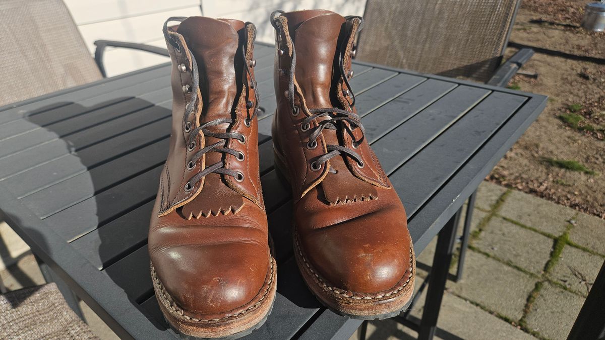 Photo by cjelliott on January 27, 2025 of the White's MP-Sherman Plain Toe in Horween British Tan Chromexcel.