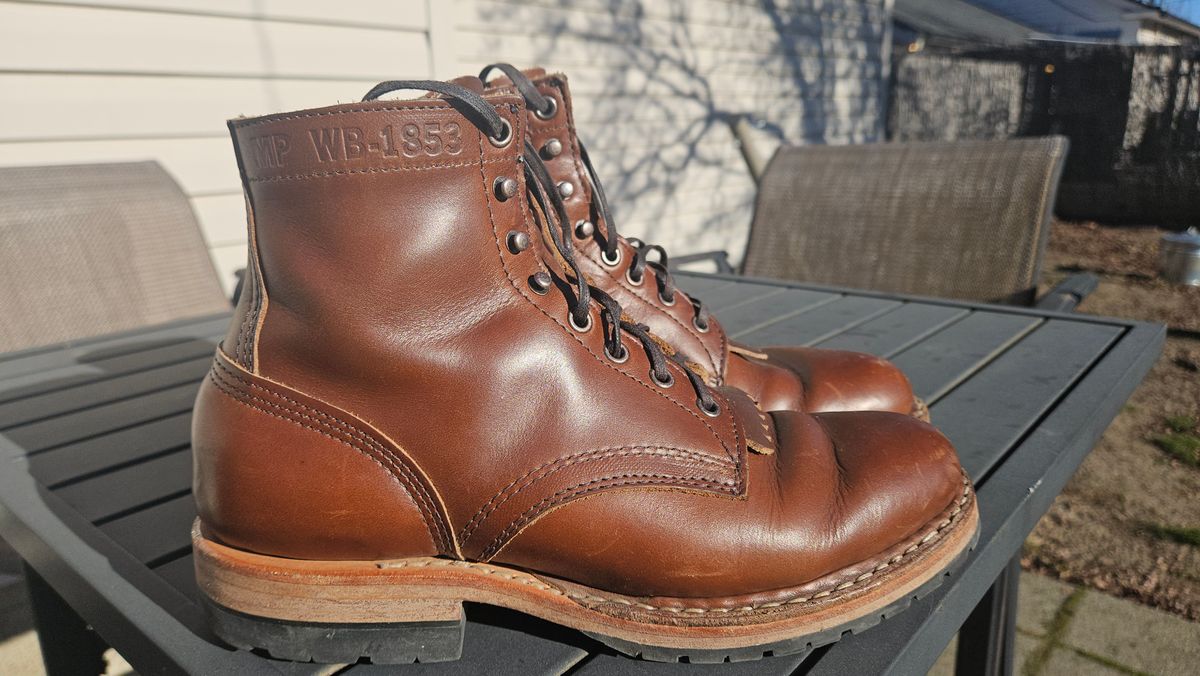 Photo by cjelliott on January 27, 2025 of the White's MP-Sherman Plain Toe in Horween British Tan Chromexcel.