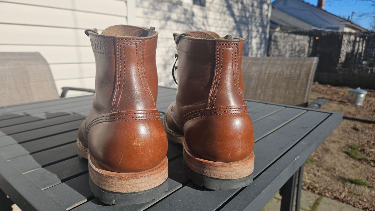 Photo by cjelliott on January 27, 2025 of the White's MP-Sherman Plain Toe in Horween British Tan Chromexcel.