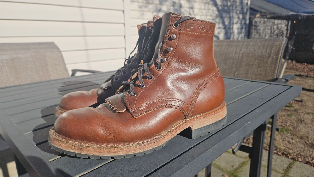 Photo by cjelliott on January 27, 2025 of the White's MP-Sherman Plain Toe in Horween British Tan Chromexcel.