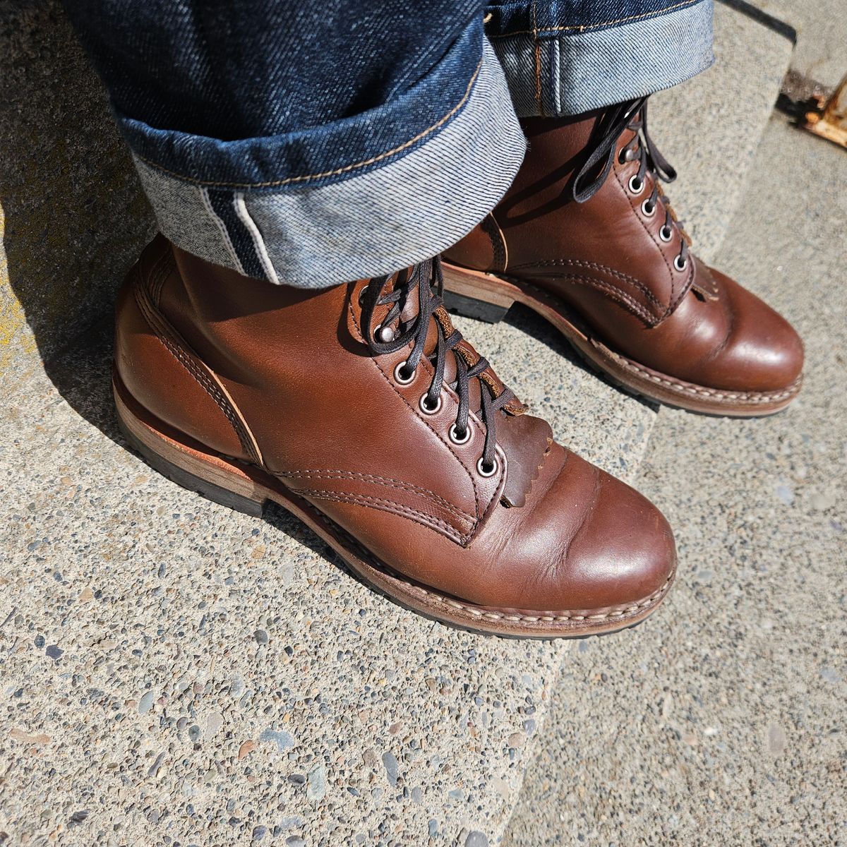 Photo by cjelliott on April 4, 2025 of the White's MP-Sherman Plain Toe in Horween British Tan Chromexcel.