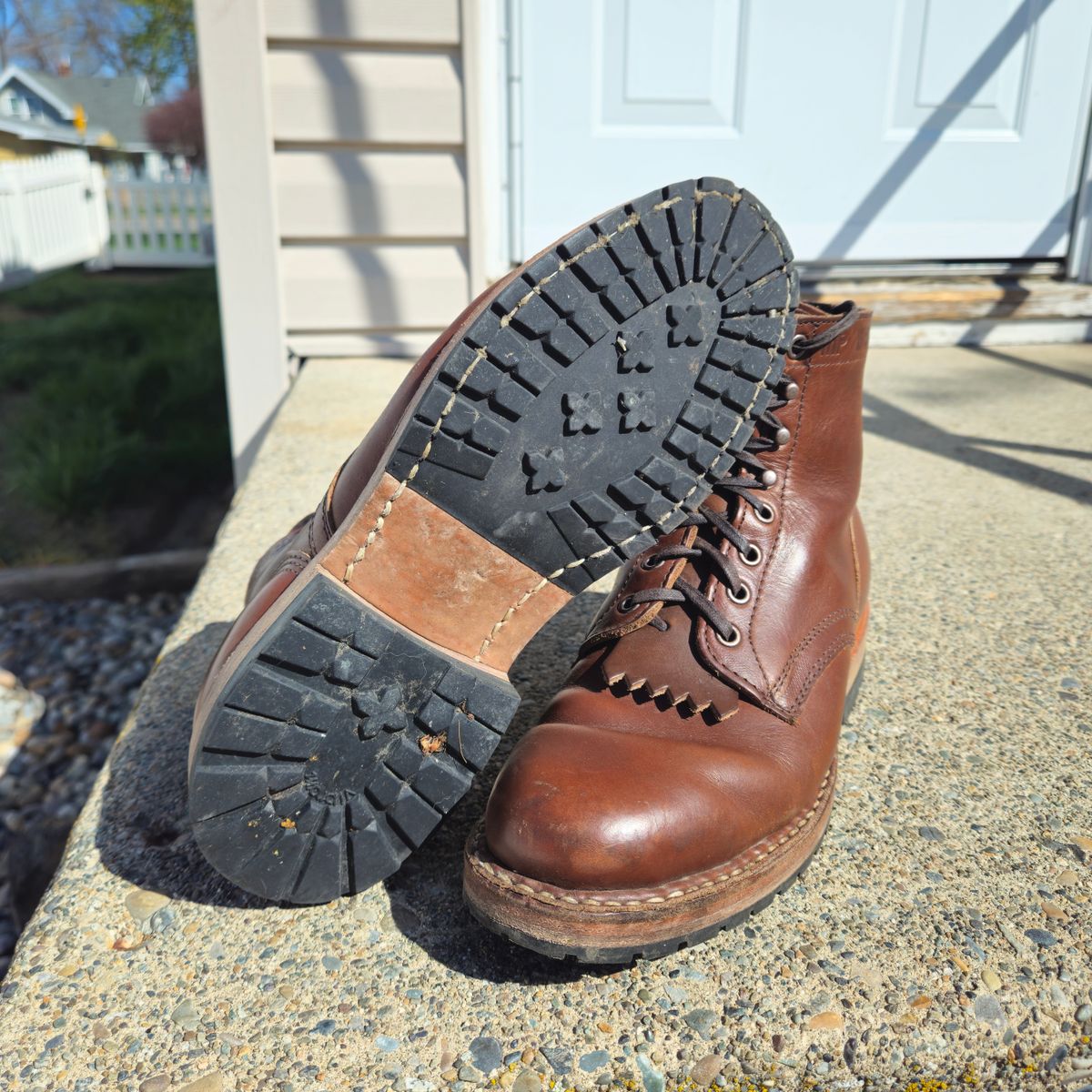 Photo by cjelliott on April 14, 2025 of the White's MP-Sherman Plain Toe in Horween British Tan Chromexcel.