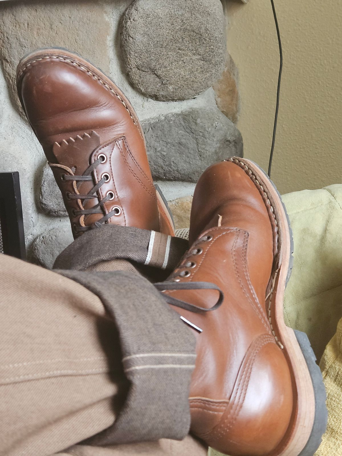 Photo by cjelliott on June 17, 2025 of the White's MP-Sherman Plain Toe in Horween British Tan Chromexcel.