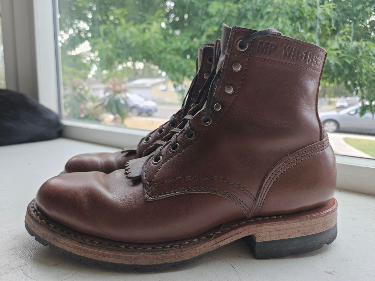 Photo by cjelliott on June 17, 2025 of the White's MP-Sherman Plain Toe in Horween British Tan Chromexcel.