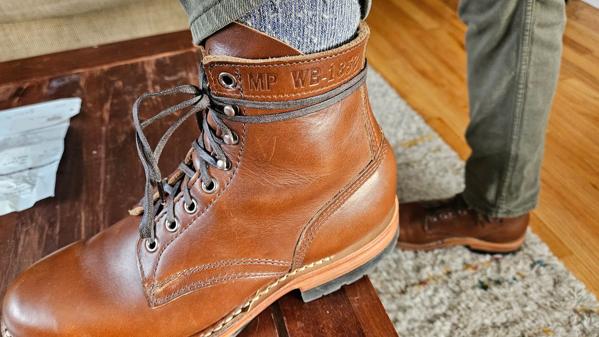 Photo by cjelliott on February 17, 2024 of the White's MP-Sherman Plain Toe in Horween British Tan Chromexcel.