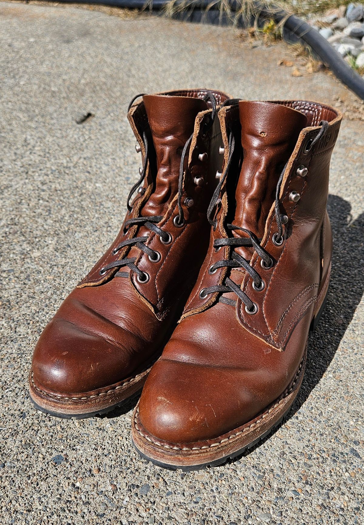 Photo by cjelliott on July 15, 2024 of the White's MP-Sherman Plain Toe in Horween British Tan Chromexcel.