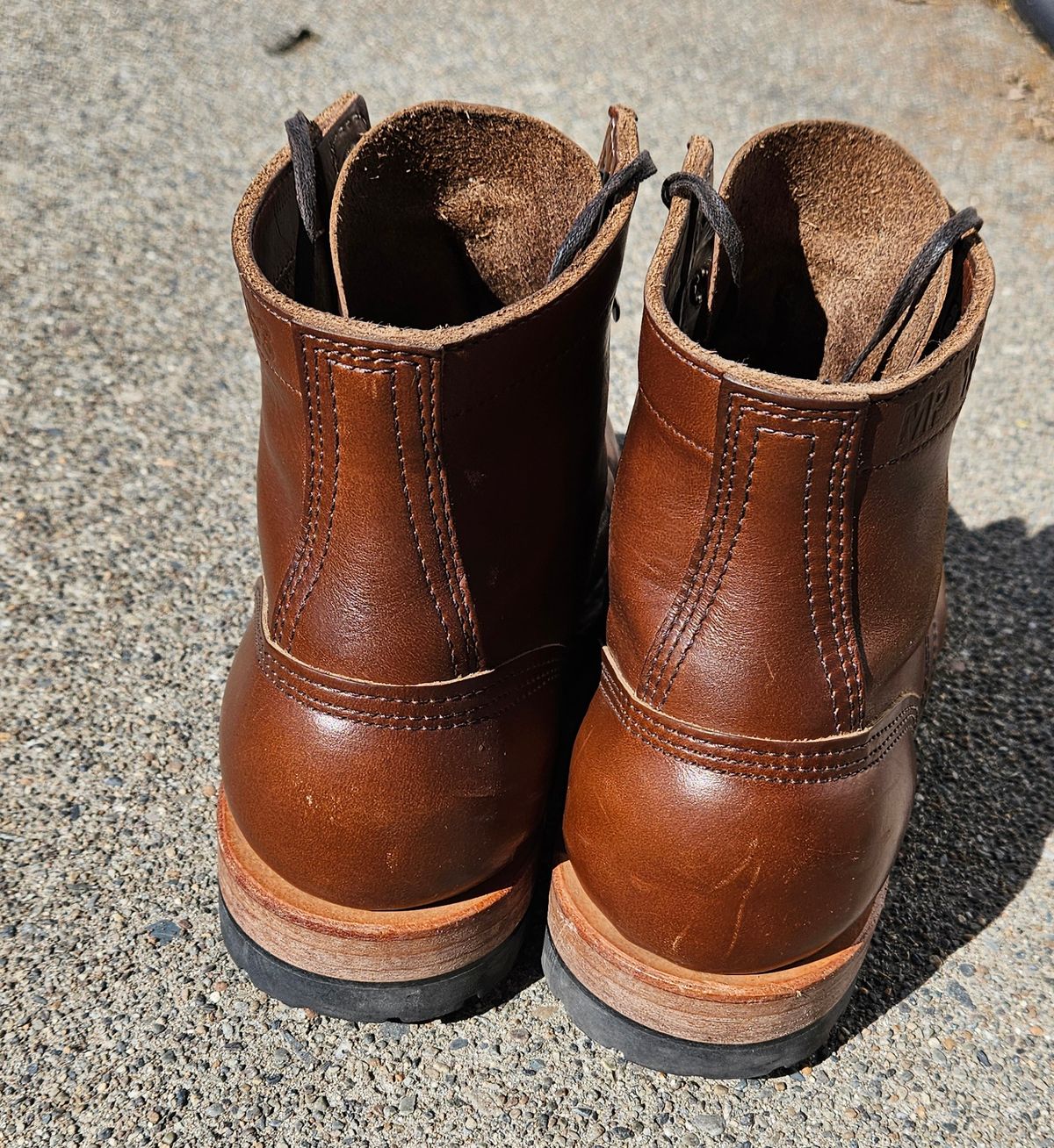 Photo by cjelliott on July 15, 2024 of the White's MP-Sherman Plain Toe in Horween British Tan Chromexcel.