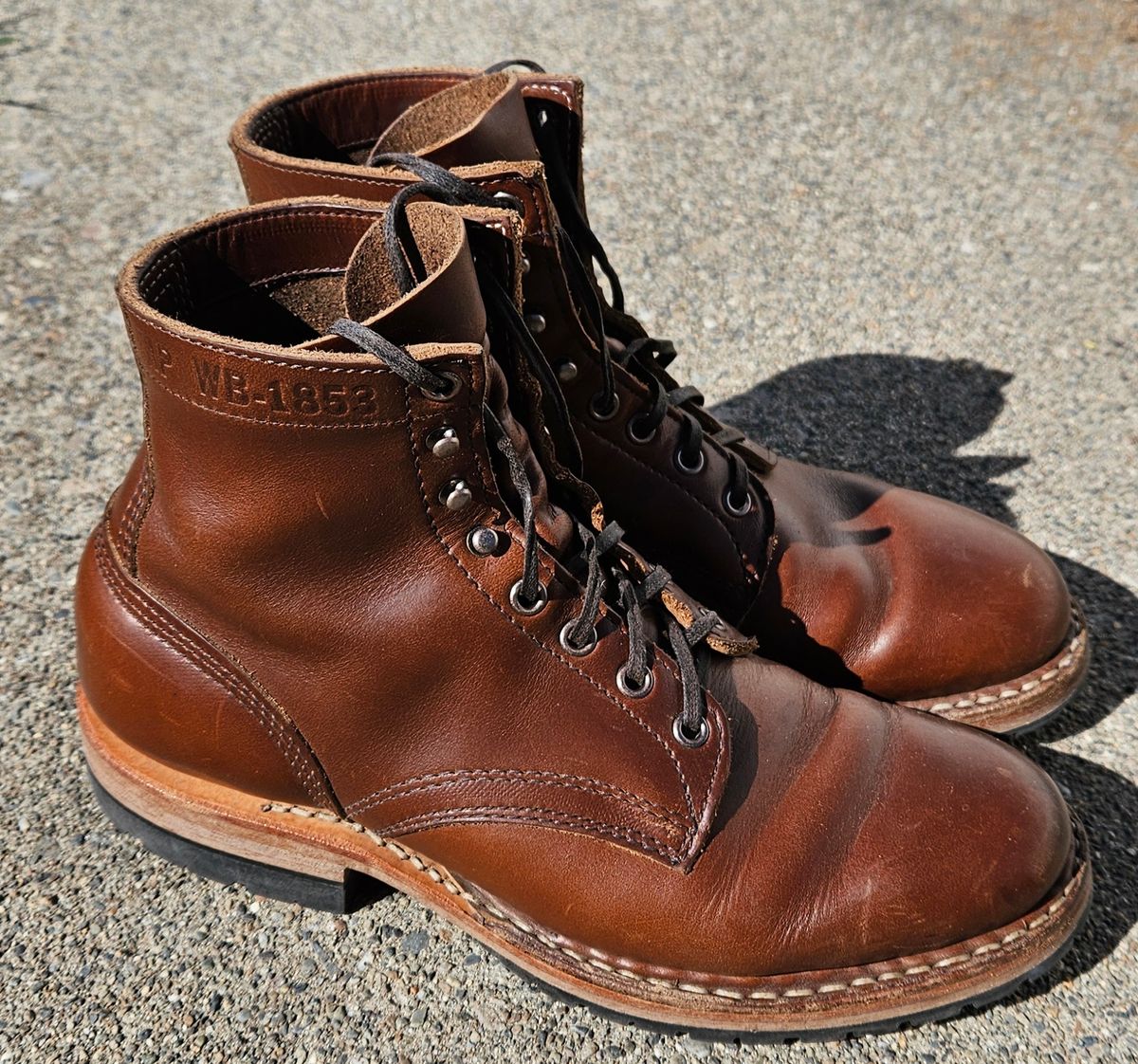 Photo by cjelliott on July 15, 2024 of the White's MP-Sherman Plain Toe in Horween British Tan Chromexcel.