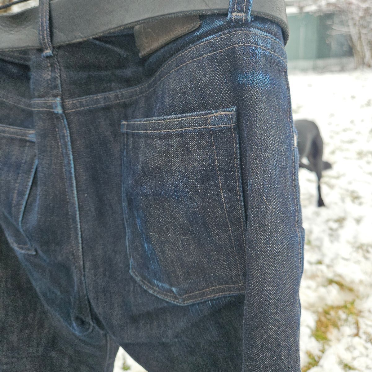 Photo by cjelliott on December 2, 2025 of the Naked And Famous Earthquake LHT - Weird Guy in 13.75 Left Hand Twill Slub.