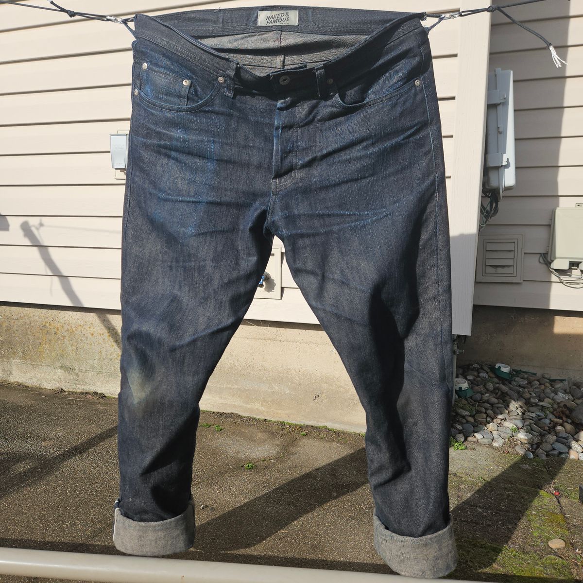 Photo by cjelliott on February 3, 2026 of the Naked And Famous Earthquake LHT - Weird Guy in 13.75 Left Hand Twill Slub.