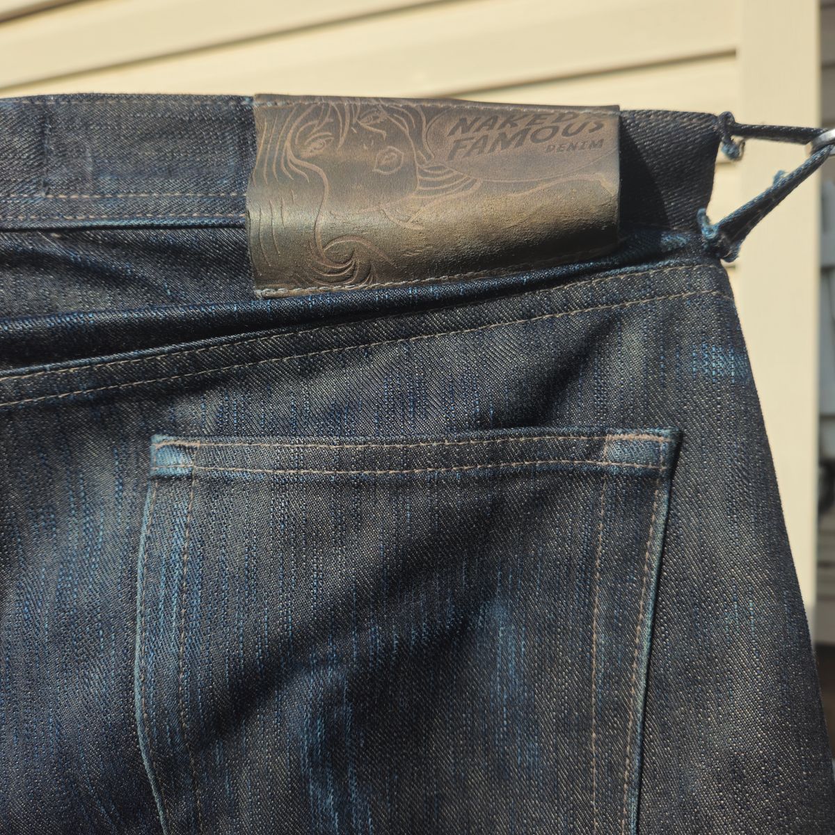 Photo by cjelliott on February 3, 2026 of the Naked And Famous Earthquake LHT - Weird Guy in 13.75 Left Hand Twill Slub.