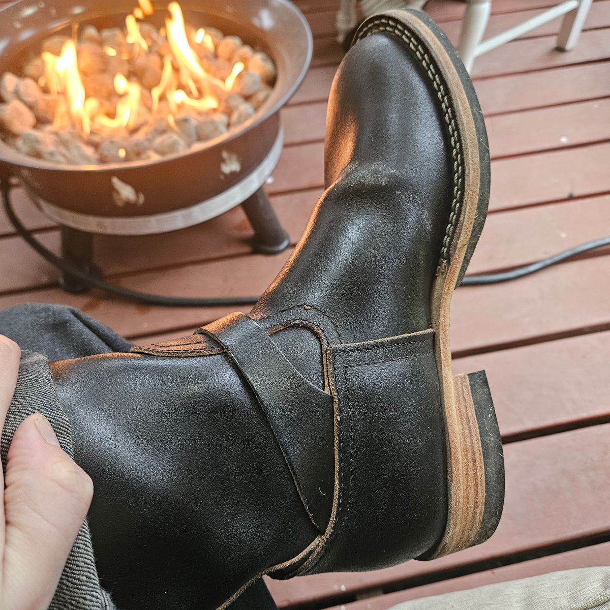 Photo by cjelliott on October 18, 2025 of the Nicks Nicks X Carl Murawski - Vintage Engineer in Horween Black Waxed Flesh.