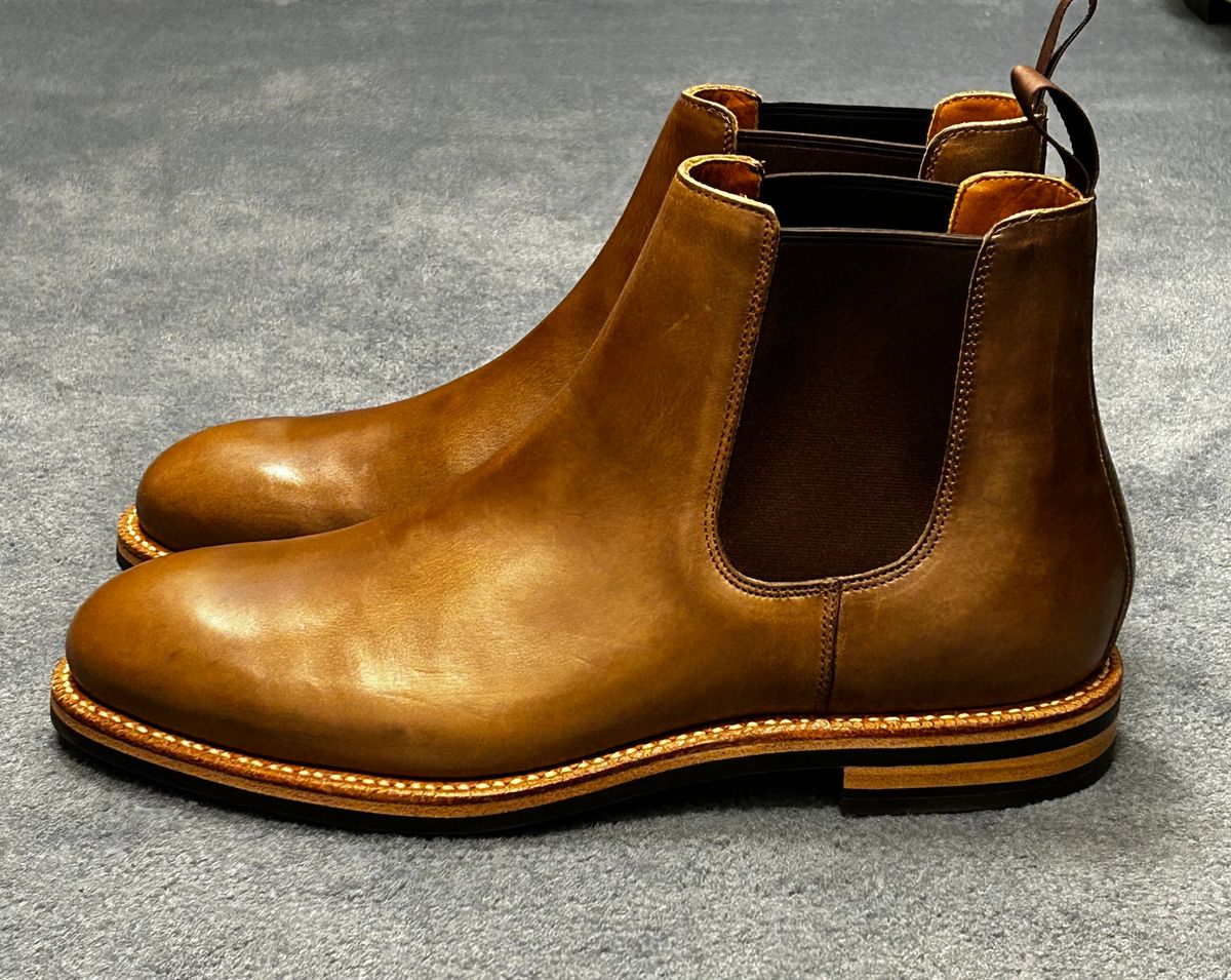 Photo by Patrick_I._Nas on October 1, 2025 of the Grant Stone Chelsea Boot in Horween Dune Chromexcel.