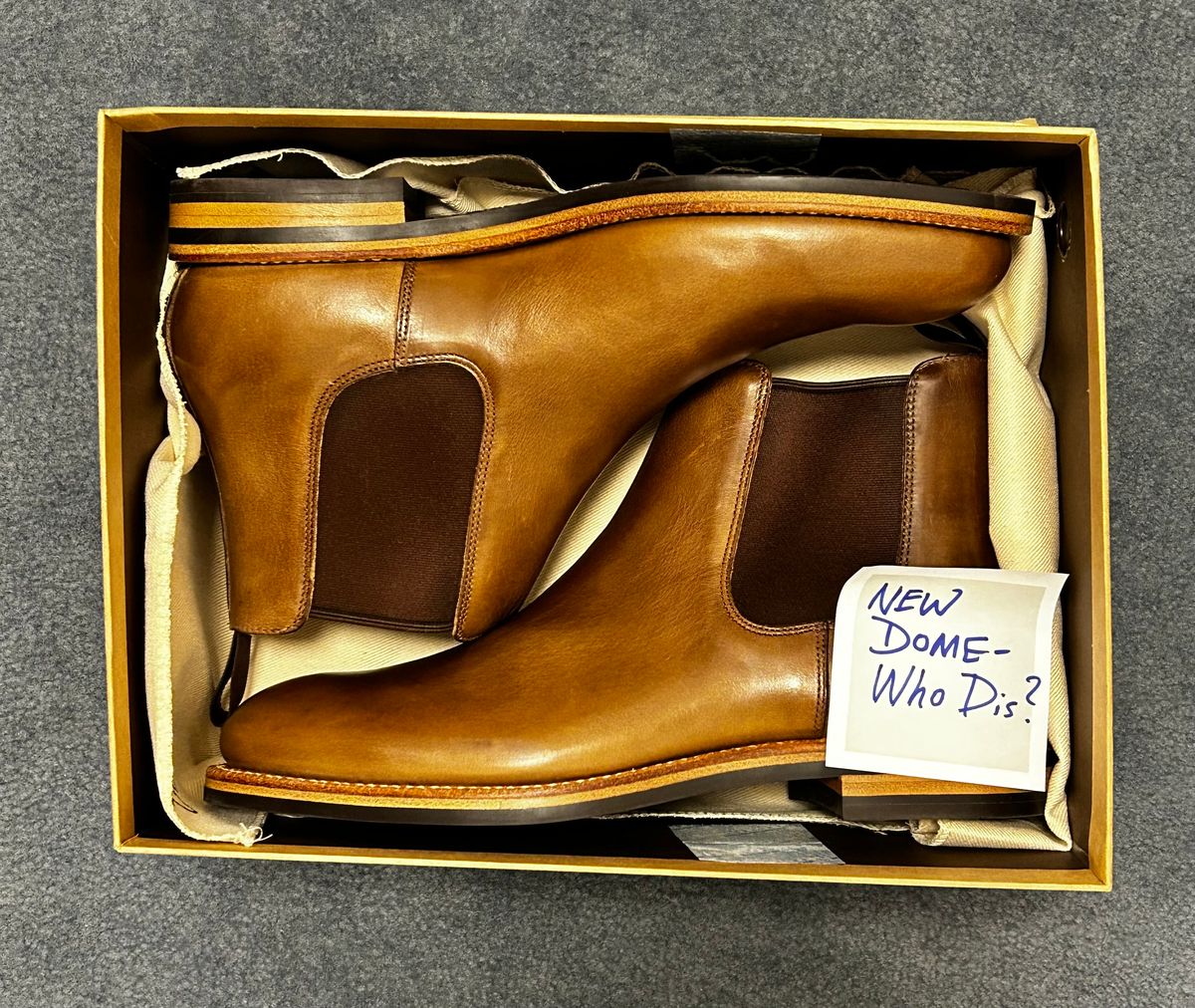 Photo by Patrick_I._Nas on October 1, 2025 of the Grant Stone Chelsea Boot in Horween Dune Chromexcel.