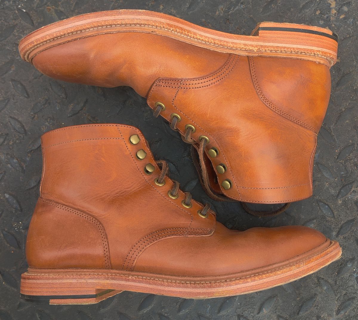 Photo by Patrick_I._Nas on November 10, 2024 of the Grant Stone Diesel Boot in Badalassi Carlo Saddle Tan Minerva.