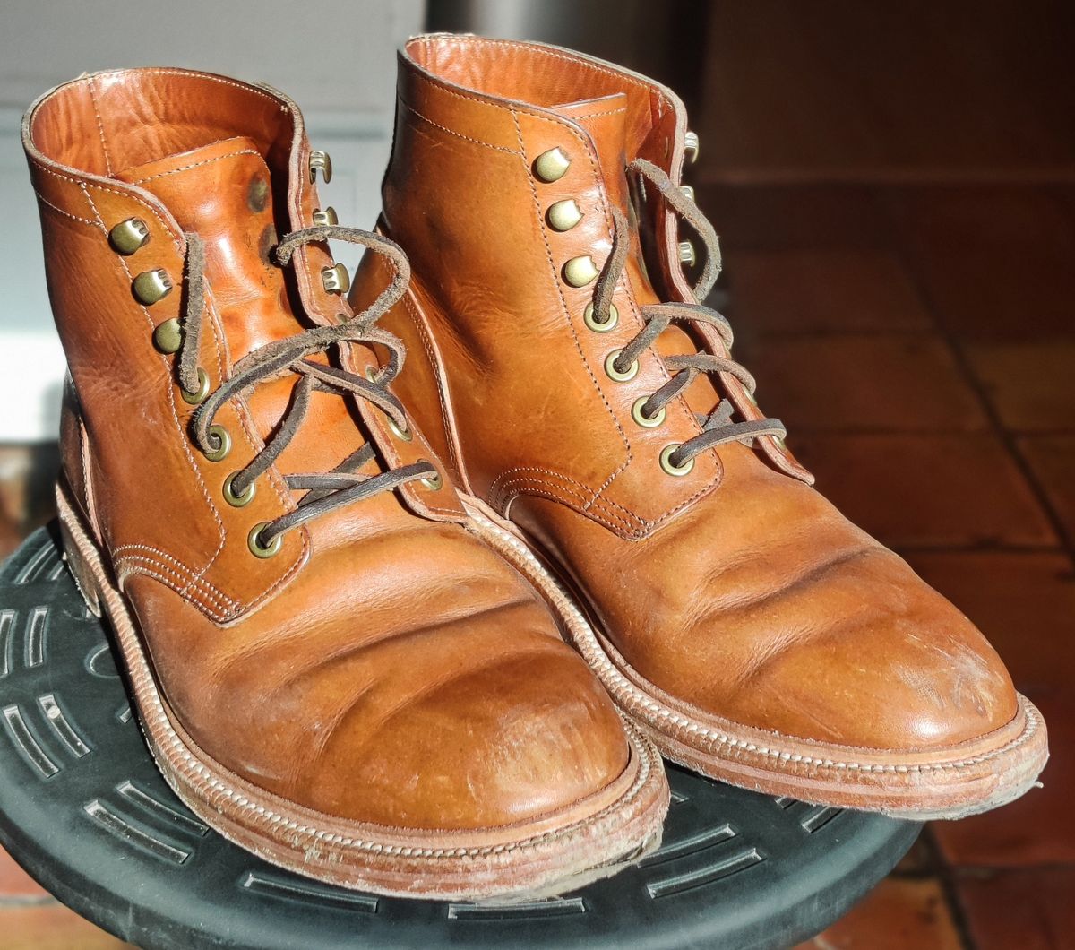 Photo by Patrick_I._Nas on November 16, 2024 of the Grant Stone Diesel Boot in Badalassi Carlo Saddle Tan Minerva.
