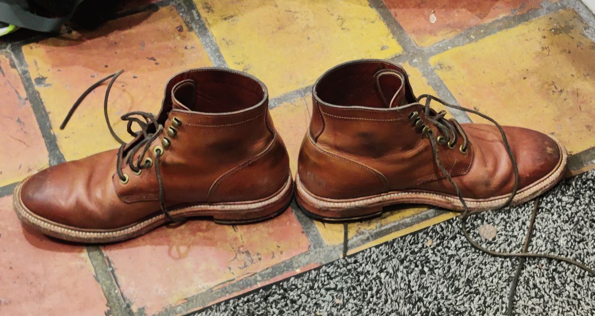 Photo by Patrick_I._Nas on December 16, 2024 of the Grant Stone Diesel Boot in Badalassi Carlo Saddle Tan Minerva.