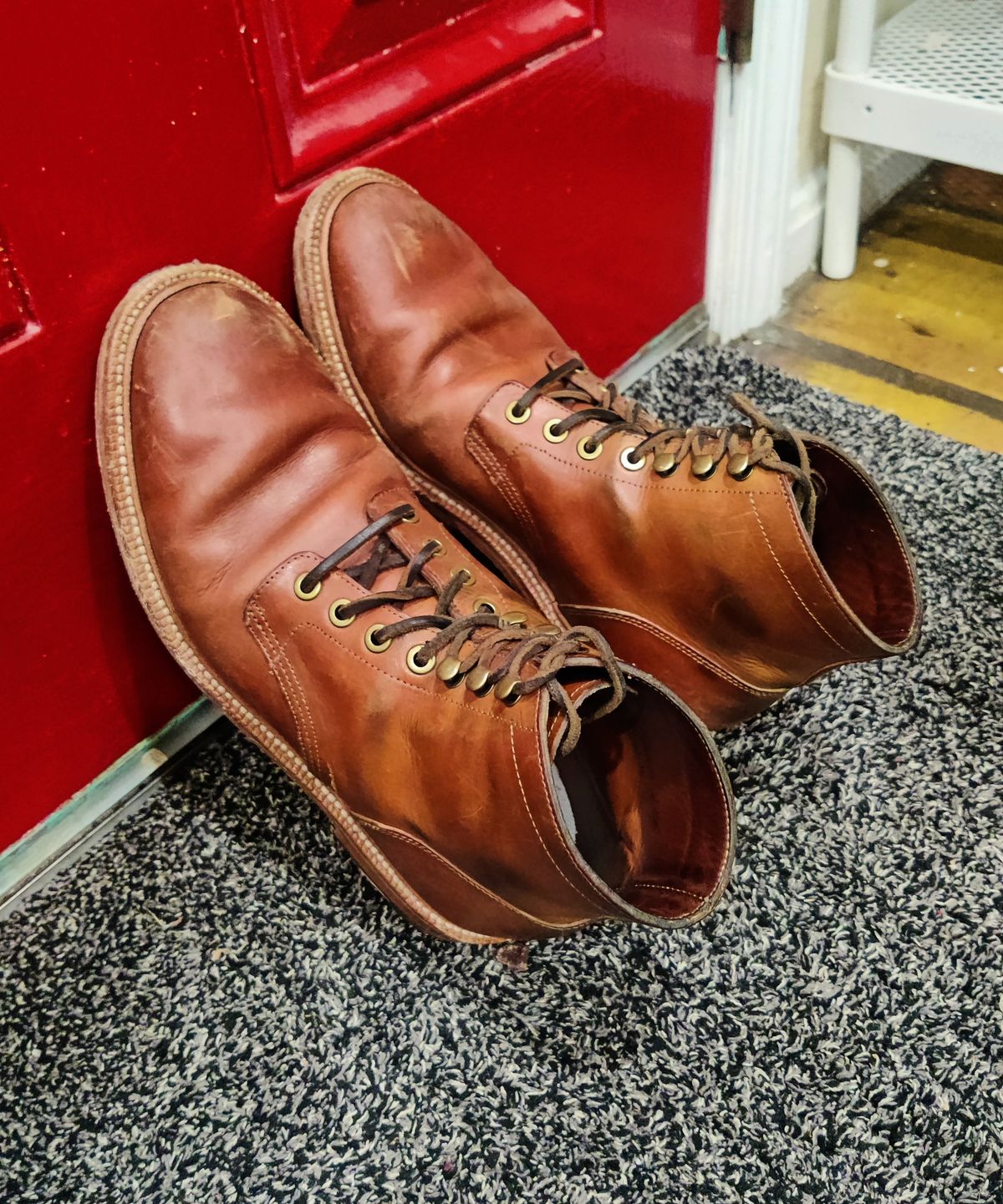 Photo by Patrick_I._Nas on January 2, 2025 of the Grant Stone Diesel Boot in Badalassi Carlo Saddle Tan Minerva.