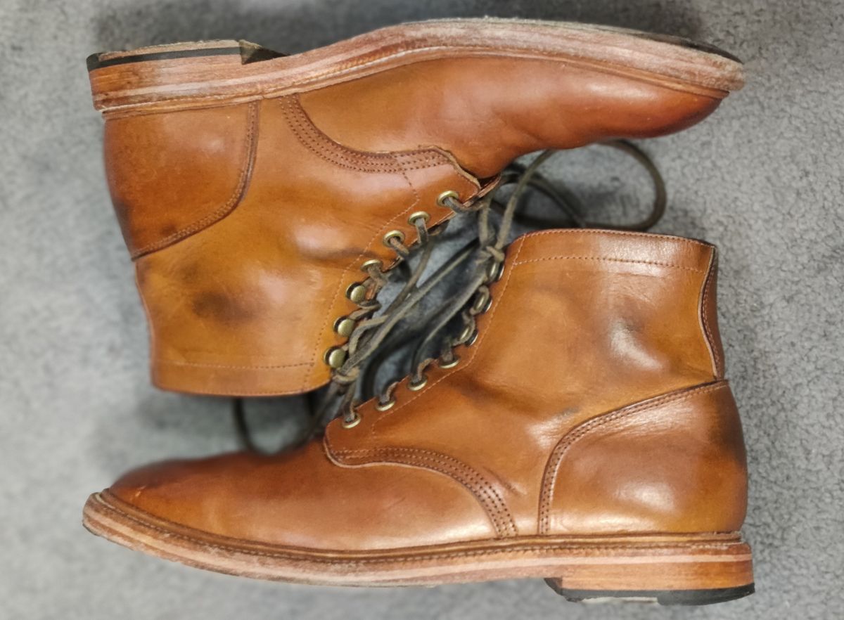 Photo by Patrick_I._Nas on January 2, 2025 of the Grant Stone Diesel Boot in Badalassi Carlo Saddle Tan Minerva.