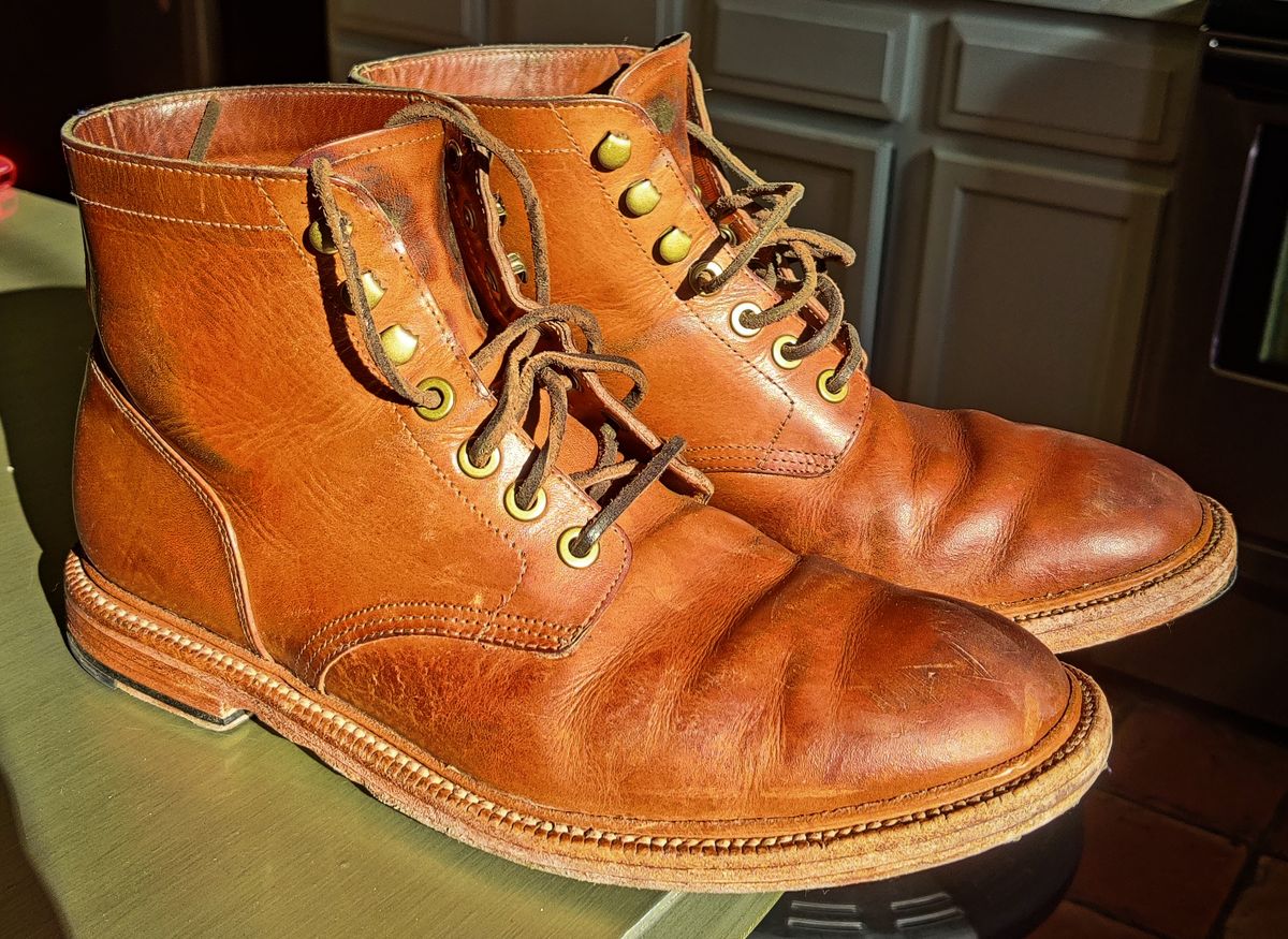 Photo by Patrick_I._Nas on January 11, 2025 of the Grant Stone Diesel Boot in Badalassi Carlo Saddle Tan Minerva.