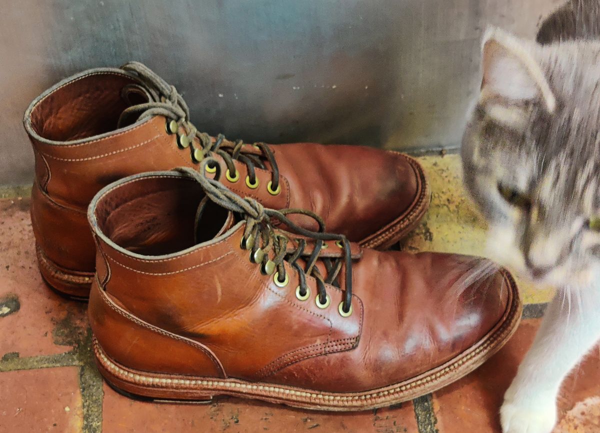 Photo by Patrick_I._Nas on January 12, 2025 of the Grant Stone Diesel Boot in Badalassi Carlo Saddle Tan Minerva.