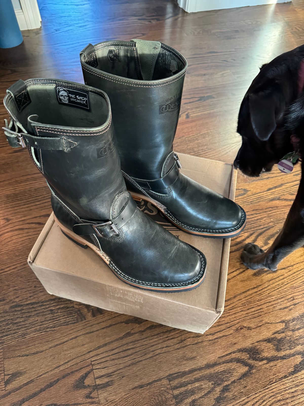 Photo by JuicyDeeluxe on October 18, 2024 of the Wesco Mister Lou in Maryam Petrolio Waxed Black Horsehide.