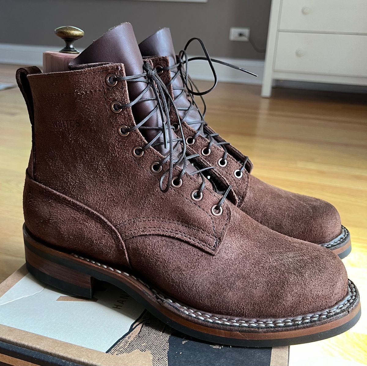 Photo by JPLopez124 on August 28, 2025 of the White's 350 Cruiser in Horween Brown Chromexcel Roughout.