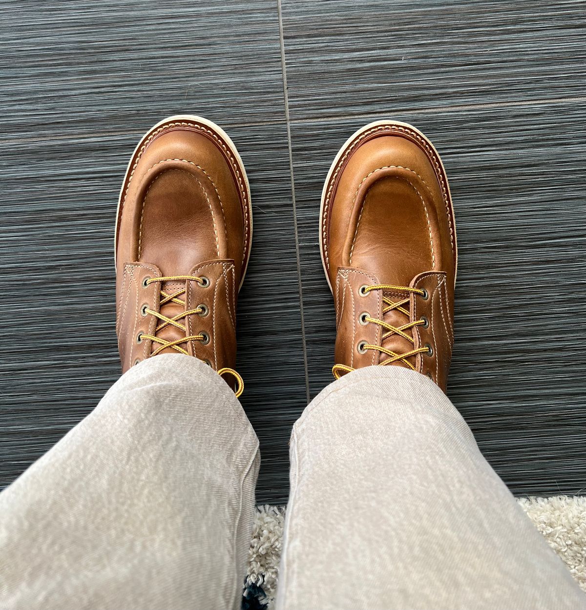 Photo by JPLopez124 on May 7, 2025 of the Truman Moc Toe in seidel sesame double shot.