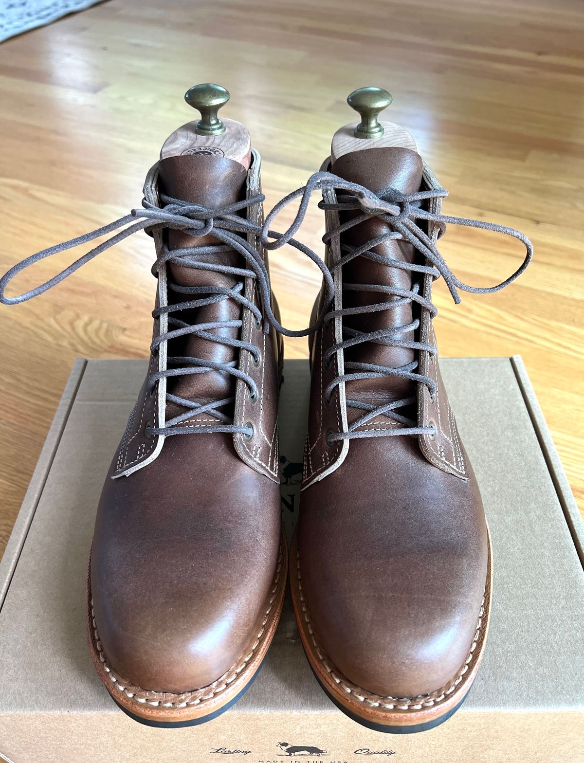 Photo by JPLopez124 on August 27, 2025 of the Truman Plain Toe Boot in Horween Walnut Cypress.