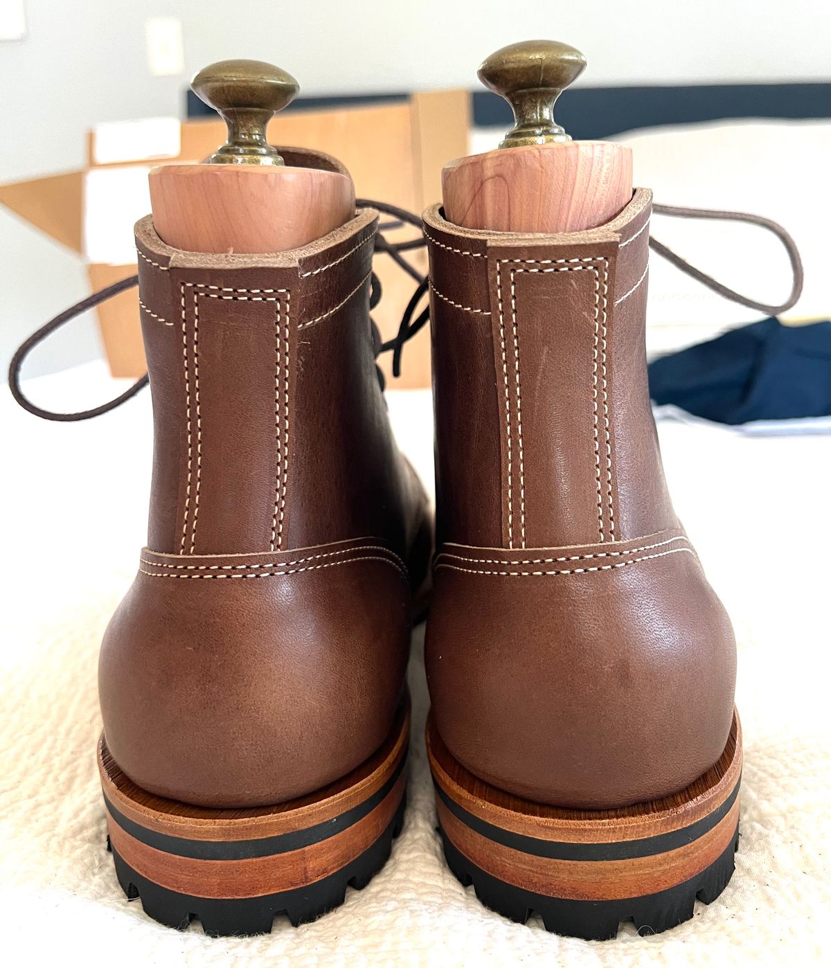 Photo by JPLopez124 on August 27, 2025 of the Truman Plain Toe Boot in Horween Walnut Cypress.