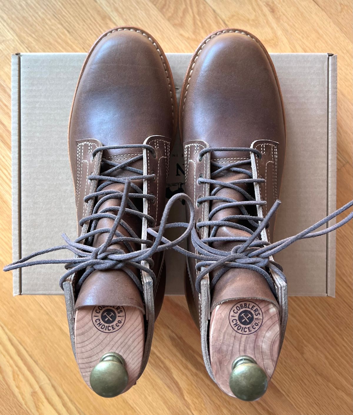 Photo by JPLopez124 on August 27, 2025 of the Truman Plain Toe Boot in Horween Walnut Cypress.
