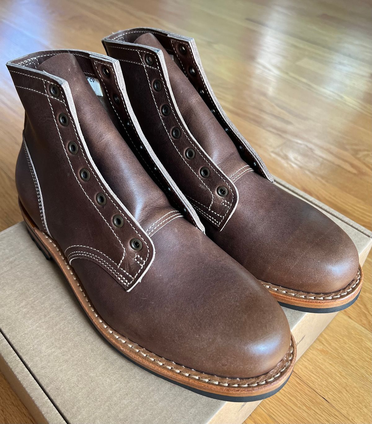 Photo by JPLopez124 on August 27, 2025 of the Truman Plain Toe Boot in Horween Walnut Cypress.