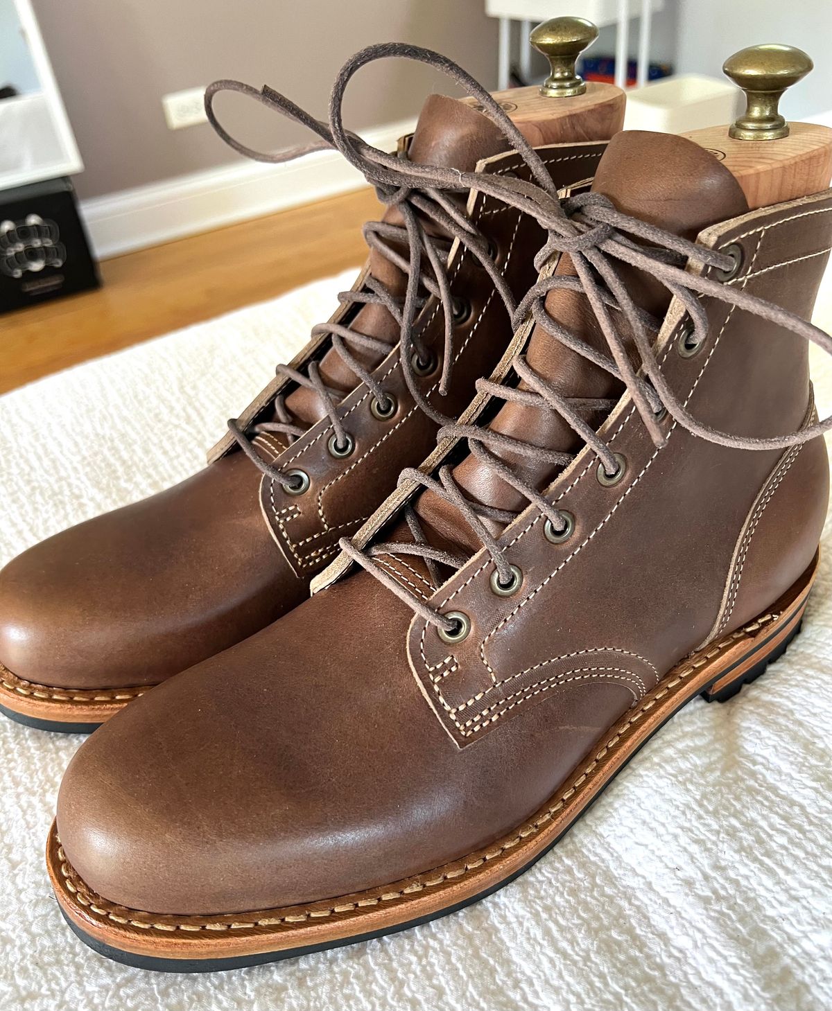 Photo by JPLopez124 on August 27, 2025 of the Truman Plain Toe Boot in Horween Walnut Cypress.