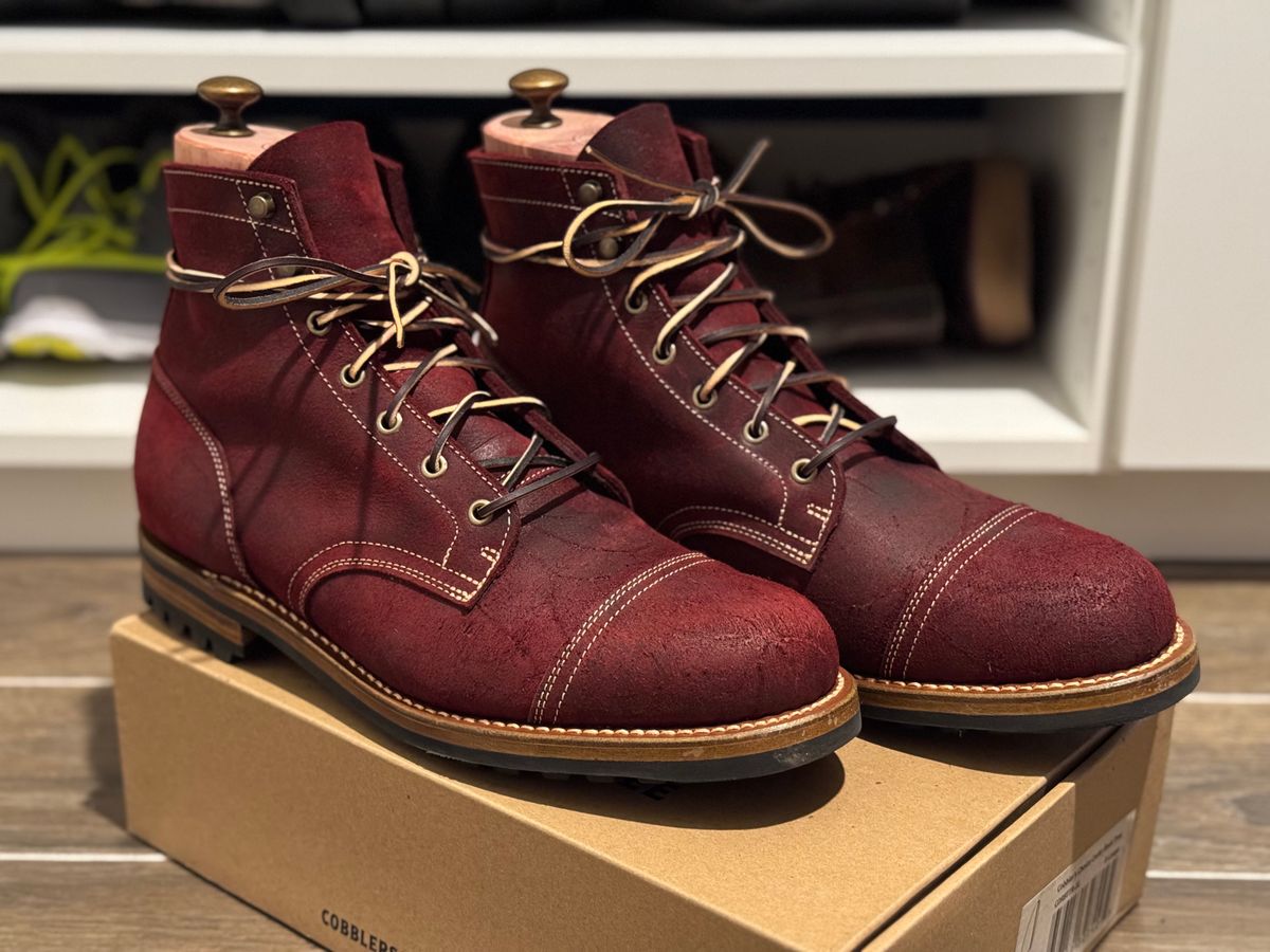 Photo by mp80 on February 21, 2025 of the Truman Cap Toe Boot in C.F. Stead Burgundy Rambler.