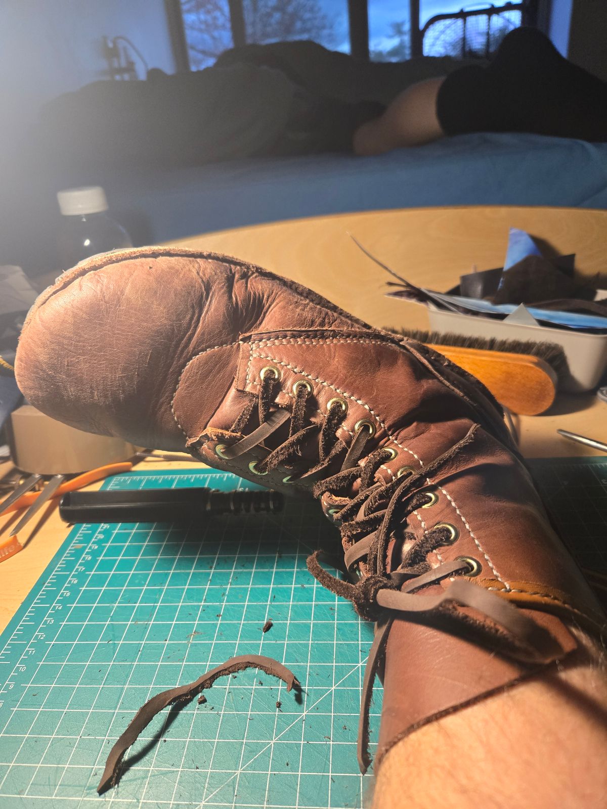 Photo by Amess923 on April 3, 2025 of the Self-Made Barefoot Boot in Chap.