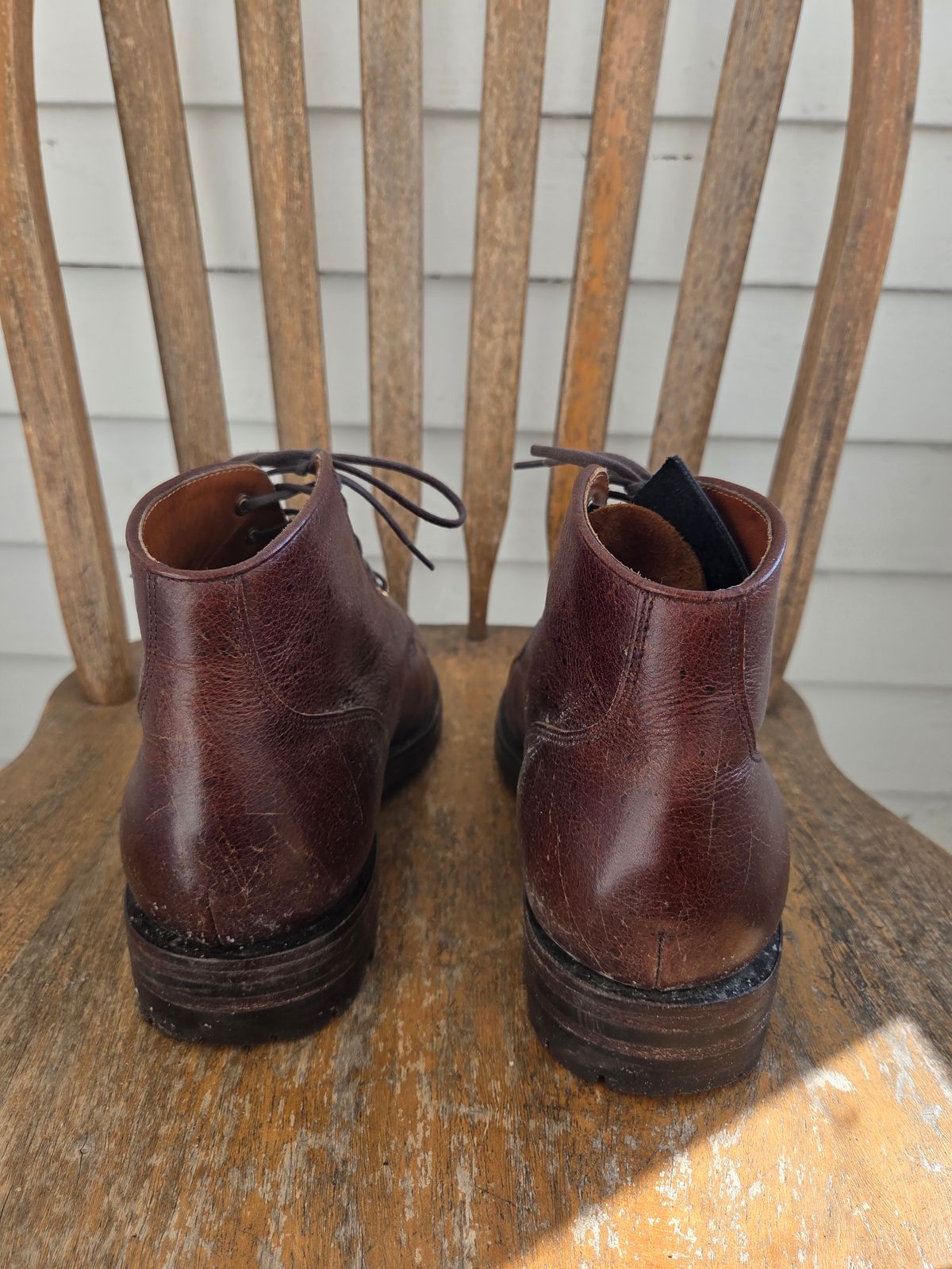 Photo by philosophersboots on February 4, 2026 of the Grant Stone Garrison Boot in C.F. Stead Crimson Classic Kudu.