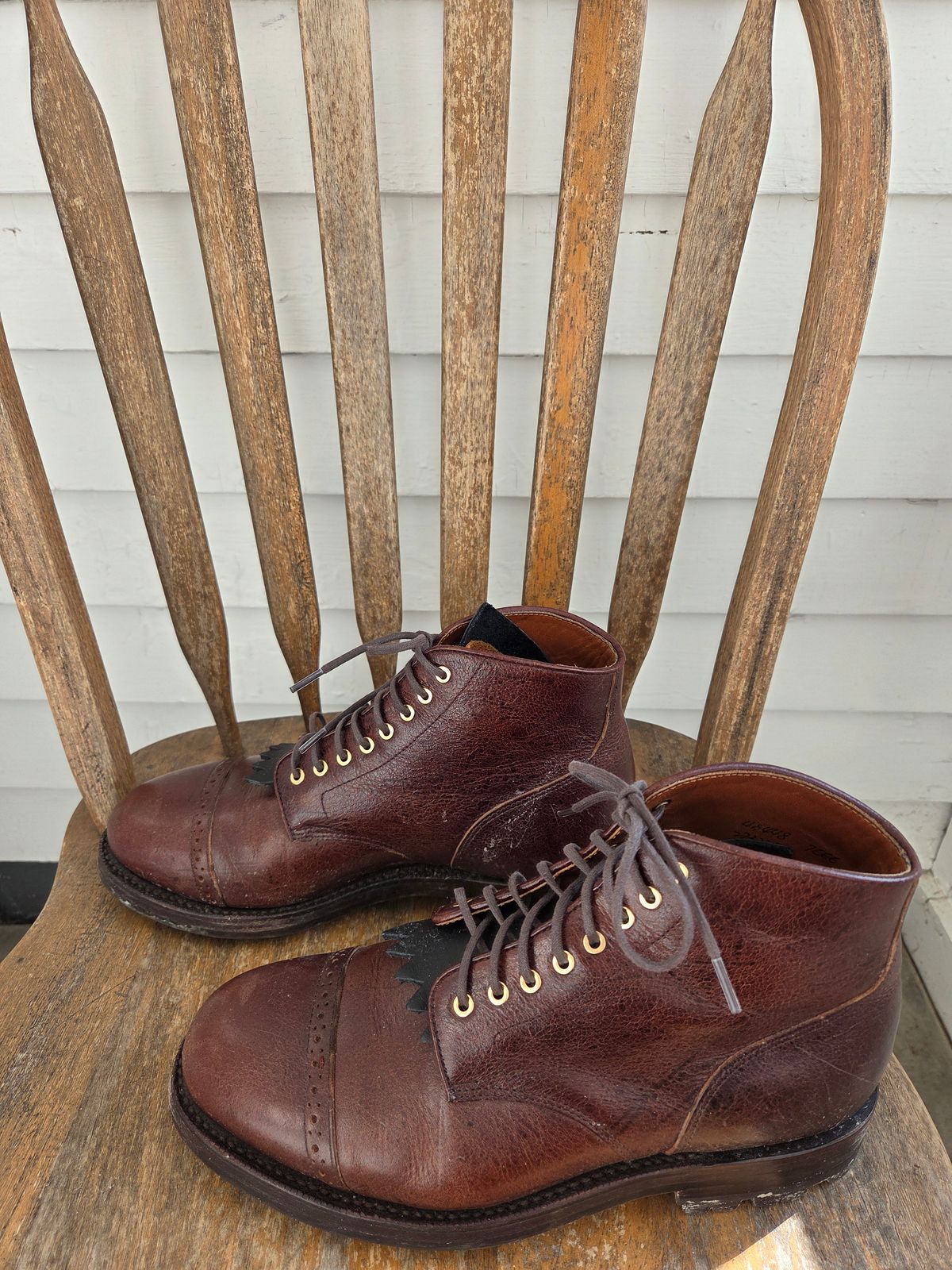 Photo by philosophersboots on February 4, 2026 of the Grant Stone Garrison Boot in C.F. Stead Crimson Classic Kudu.