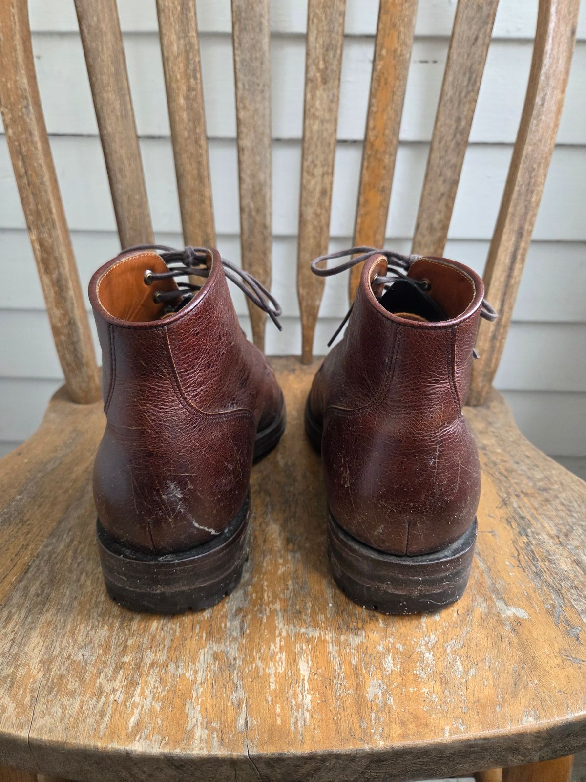 Photo by philosophersboots on March 5, 2026 of the Grant Stone Garrison Boot in C.F. Stead Crimson Classic Kudu.