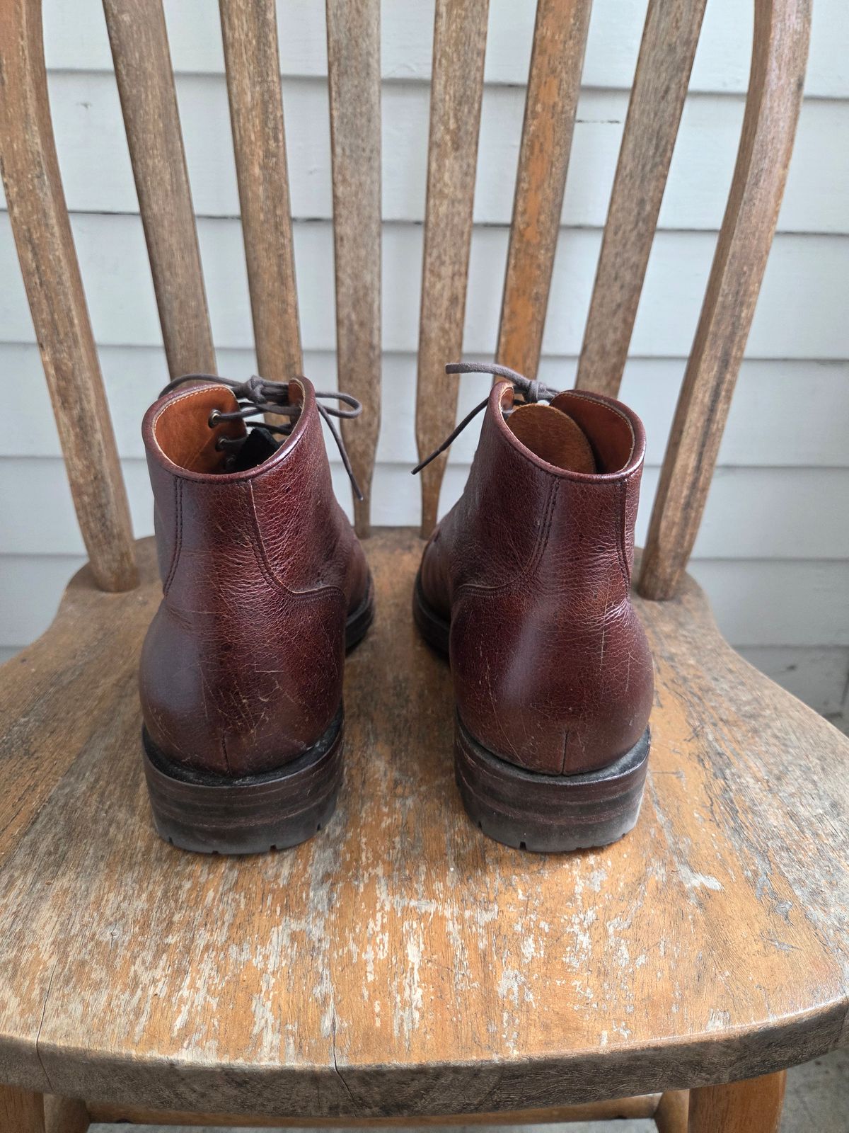 Photo by philosophersboots on April 1, 2026 of the Grant Stone Garrison Boot in C.F. Stead Crimson Classic Kudu.