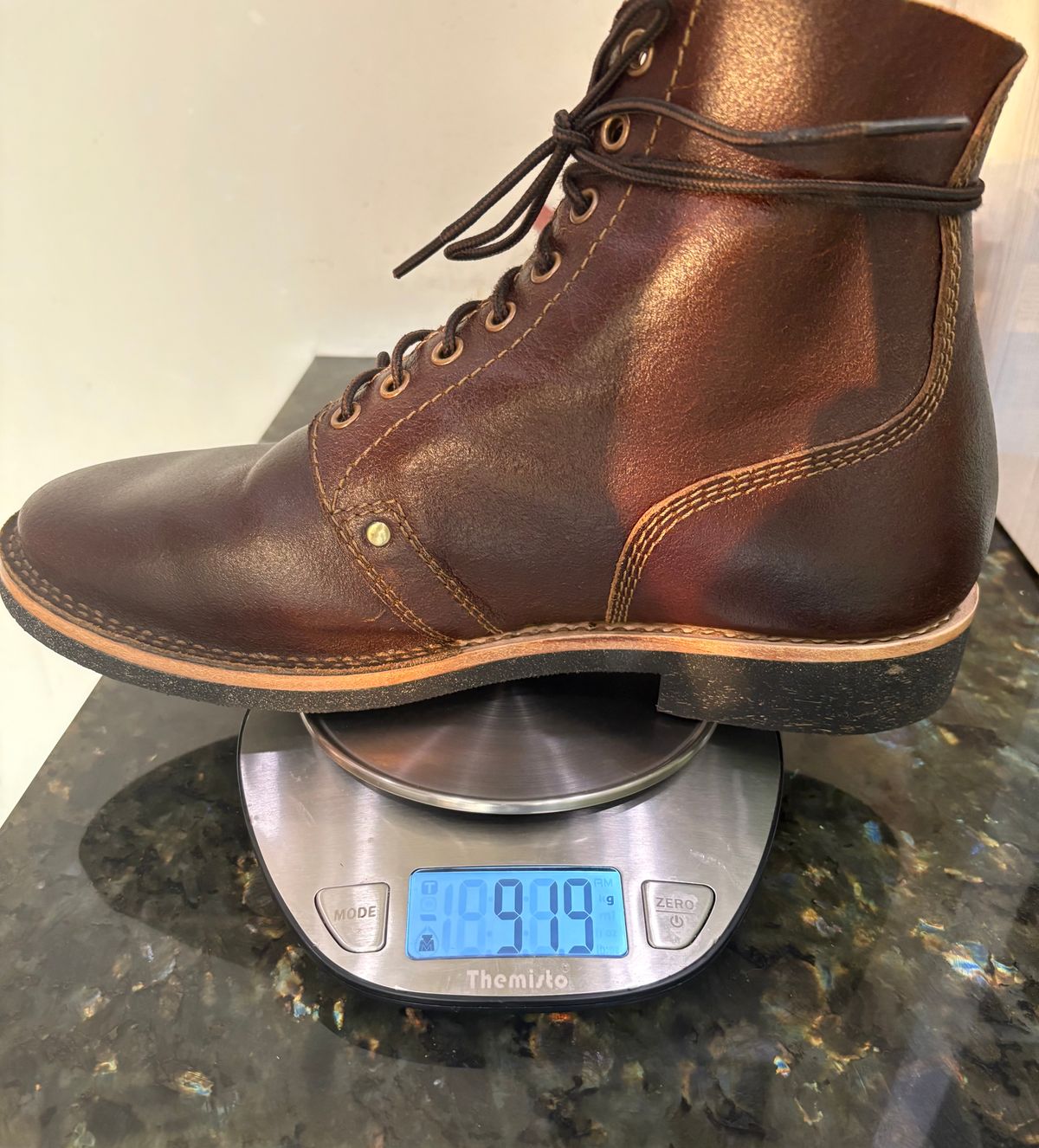 Photo by heritagefanatic on March 13, 2025 of the Craft & Glory Prototype Service Boot in Horween Cinnamon Waxed Flesh.