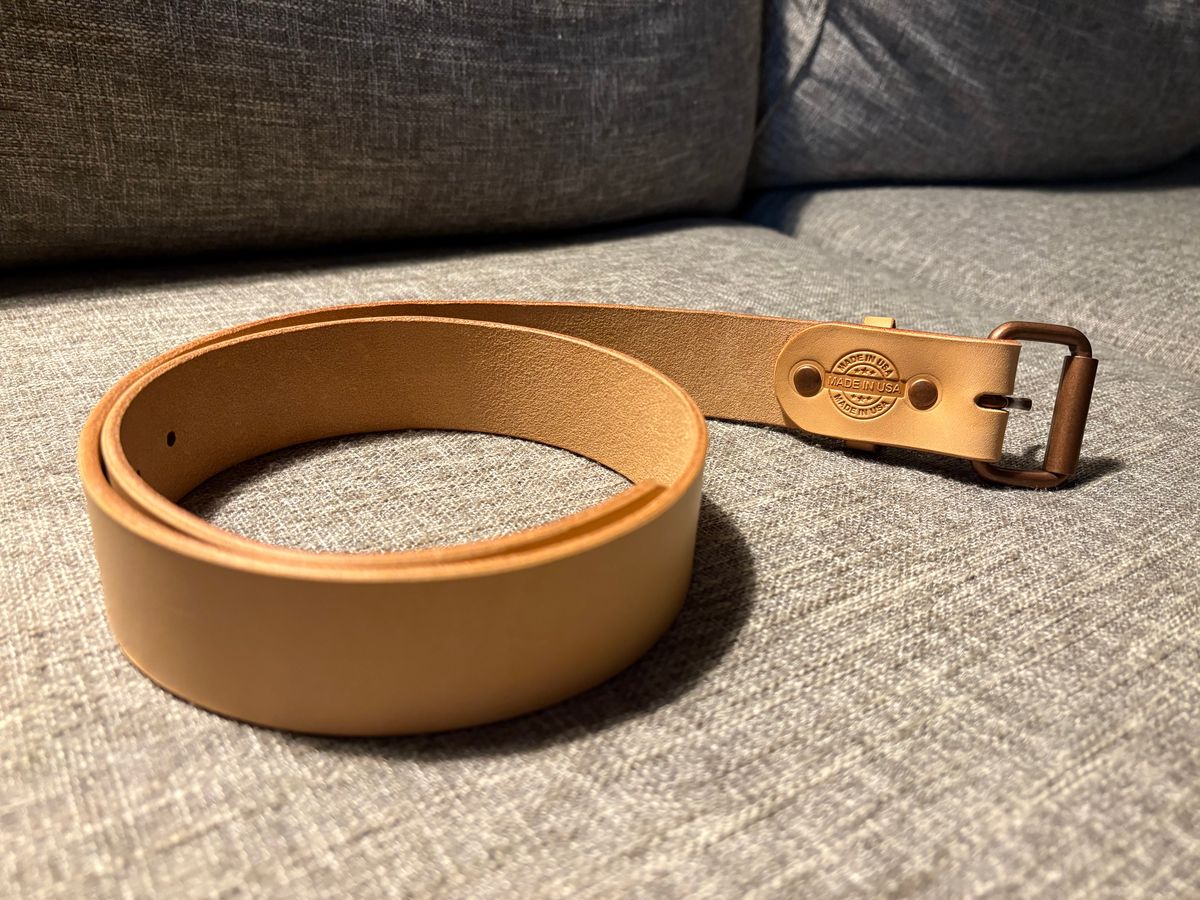 Photo by geckotrekker on October 2, 2025 of the Lanks Leatherworks Full Grain Leather Belt in Unknown Natural Veg Tan.