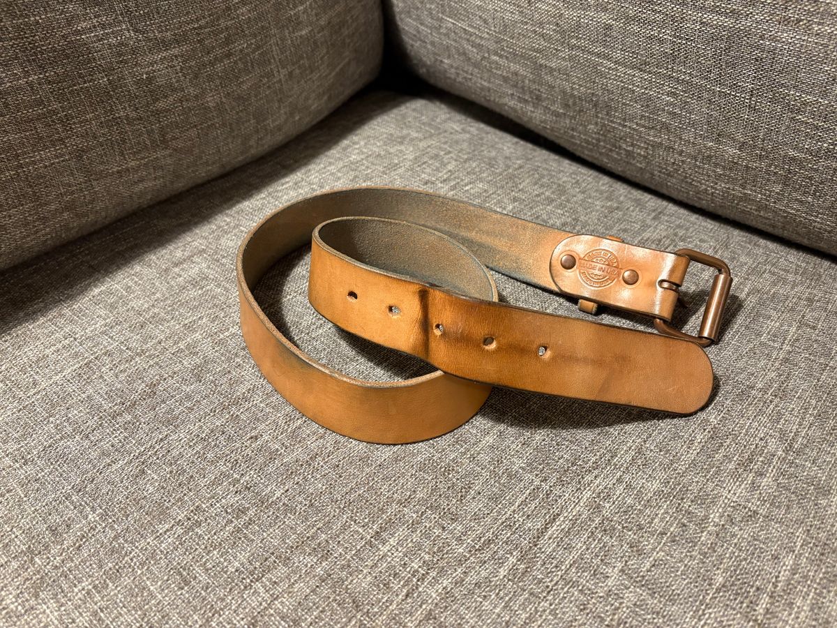 Photo by geckotrekker on February 5, 2026 of the Lanks Leatherworks Full Grain Leather Belt in Unknown Natural Veg Tan.