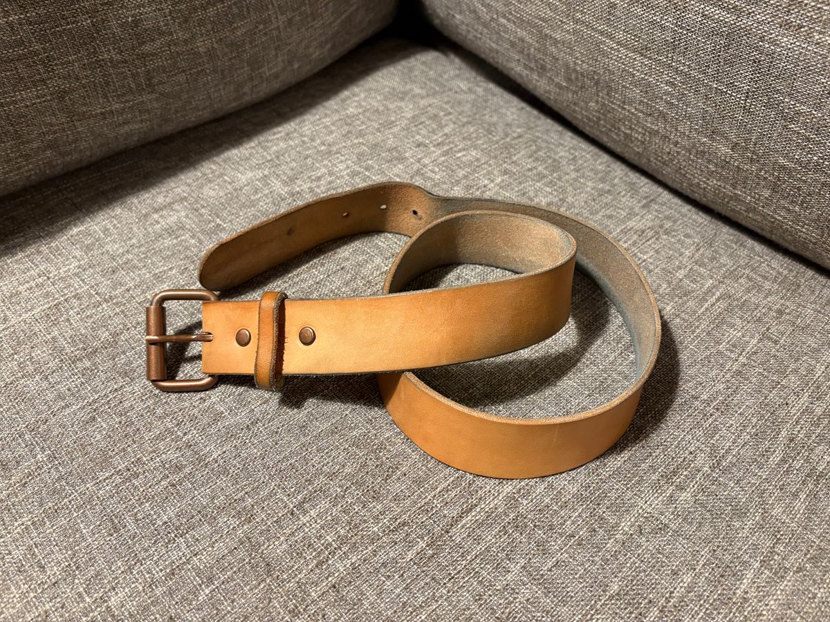 Photo by geckotrekker on February 5, 2026 of the Lanks Leatherworks Full Grain Leather Belt in Unknown Natural Veg Tan.