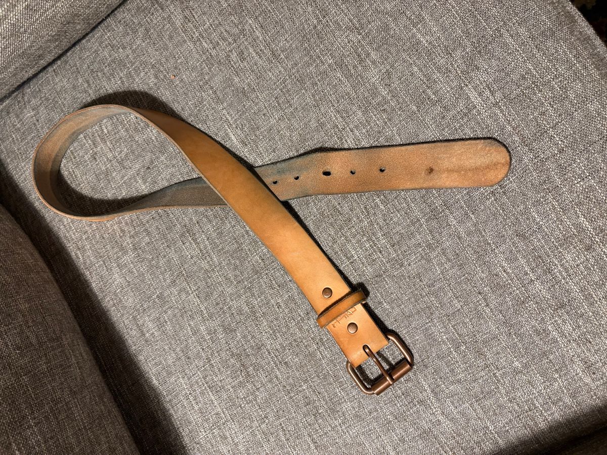 Photo by geckotrekker on February 5, 2026 of the Lanks Leatherworks Full Grain Leather Belt in Unknown Natural Veg Tan.