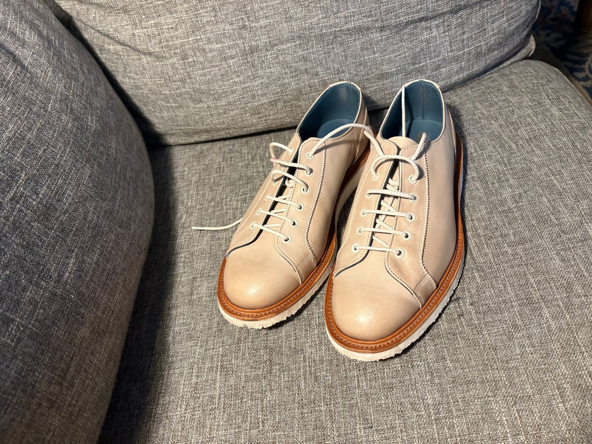 Photo by geckotrekker on May 9, 2026 of the Tricker's Dominic Monkey Shoe in Cream Funchal.