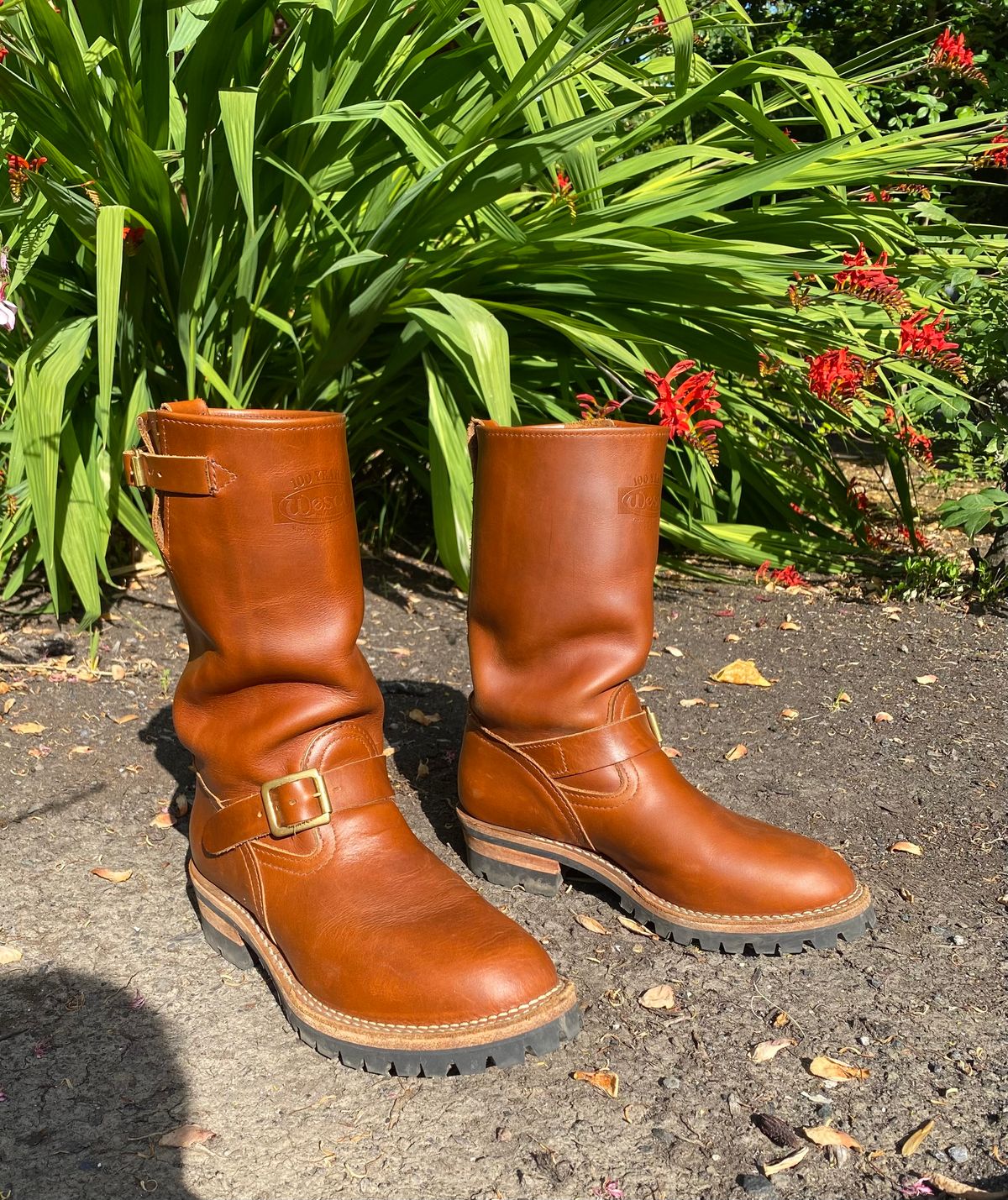 Photo by geckotrekker on June 18, 2025 of the Wesco Boss Engineer Boot in Seidel British Tan Domain.
