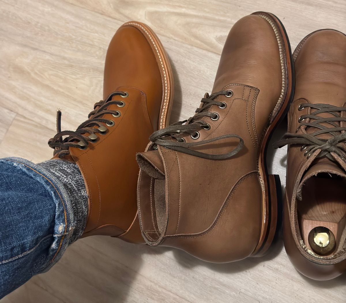 Photo by Pedro on December 18, 2024 of the Grant Stone Diesel Boot in Badalassi Carlo Saddle Tan Minerva.