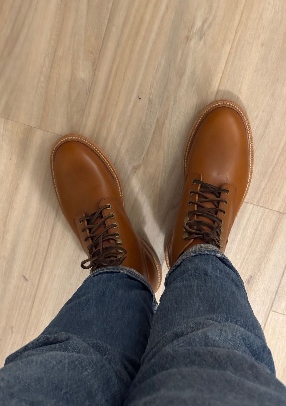 Photo by Pedro on December 18, 2024 of the Grant Stone Diesel Boot in Badalassi Carlo Saddle Tan Minerva.