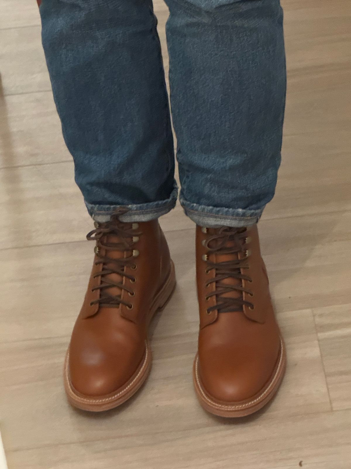 Photo by Pedro on December 18, 2024 of the Grant Stone Diesel Boot in Badalassi Carlo Saddle Tan Minerva.