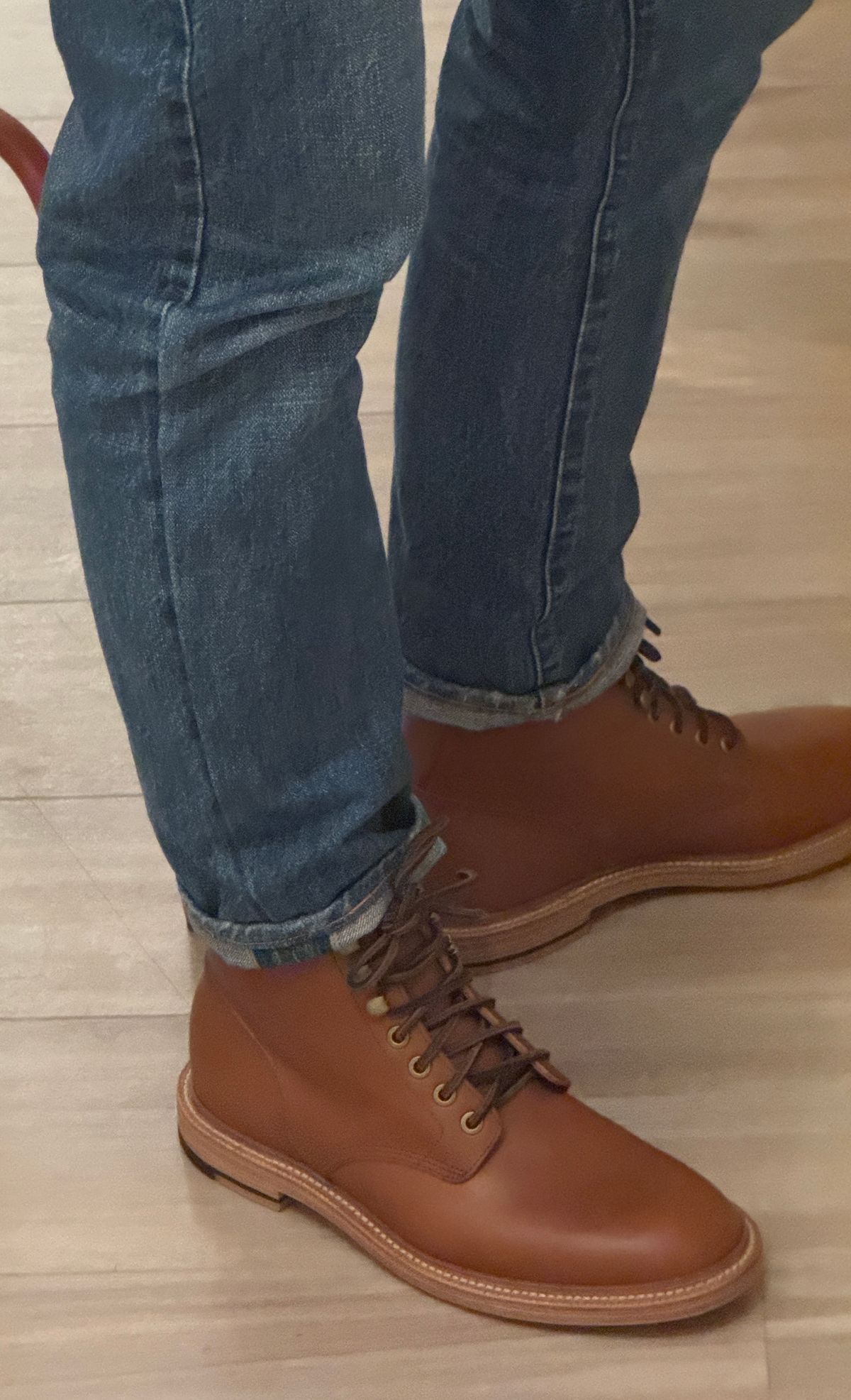 Photo by Pedro on December 18, 2024 of the Grant Stone Diesel Boot in Badalassi Carlo Saddle Tan Minerva.